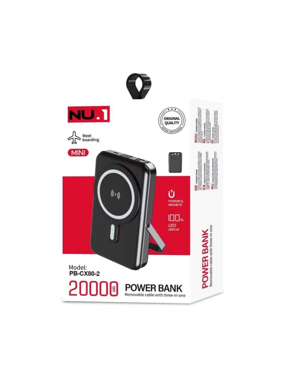 NU.1 20000mAh Portable PowerBank in Black magnetic black